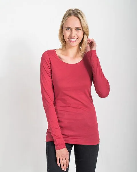 Alma & Lovis Alma & Lovis Langarmshirt aus 100% Bio-Baumwoll-Jersey (kbA) | Pure Shirt, Rot, – Produktbild 1 von 4