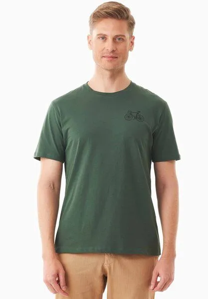 ORGANICATION ORGANICATION T-Shirt aus Bio-Baumwolle mit Fahrrad-Print, Dark olive, – Produktbild 1 von 4