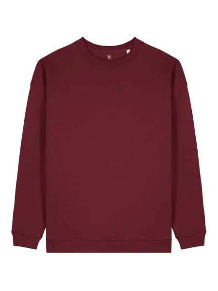 YTWOO YTWOO Modernes Oversized Damen Crewneck Sweatshirt aus 100% Biobaumwolle, Burgundy, – Produktbild 3 von 4