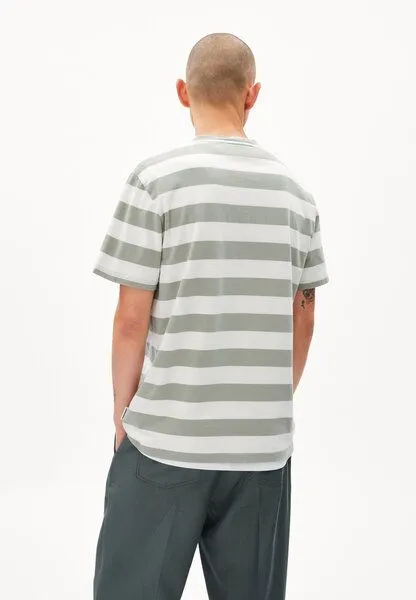 ARMEDANGELS ARMEDANGELS BAHAAR STRIPES - Herren T-Shirt Relaxed Fit aus Bio-Baumwolle, Oatmilk-grey green, – Produktbild 2 von 4