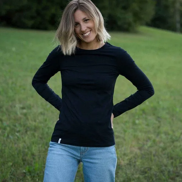 Vresh Clothing Vresh Clothing Vee - Longsleeve aus Biobaumwolle, Schwarz, – Produktbild 6 von 7