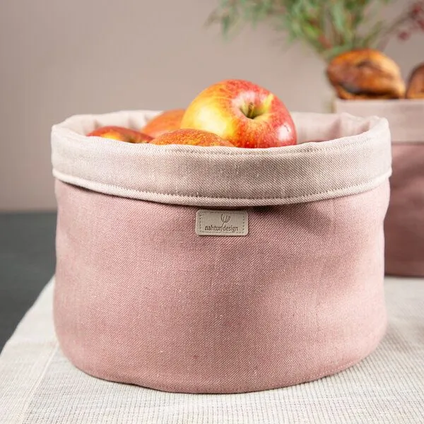 nahtur-design nahtur-design Brotkorb, Obstkorb oder Utensilo aus Bioleinen, Rosé (rosa), – Produktbild 3 von 4