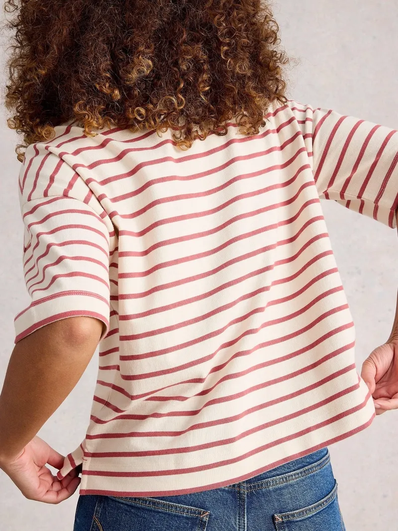 White Stuff Gestreiftes T-Shirt Kat - 50, Elfenbein multi, – Produktbild 4 von 4