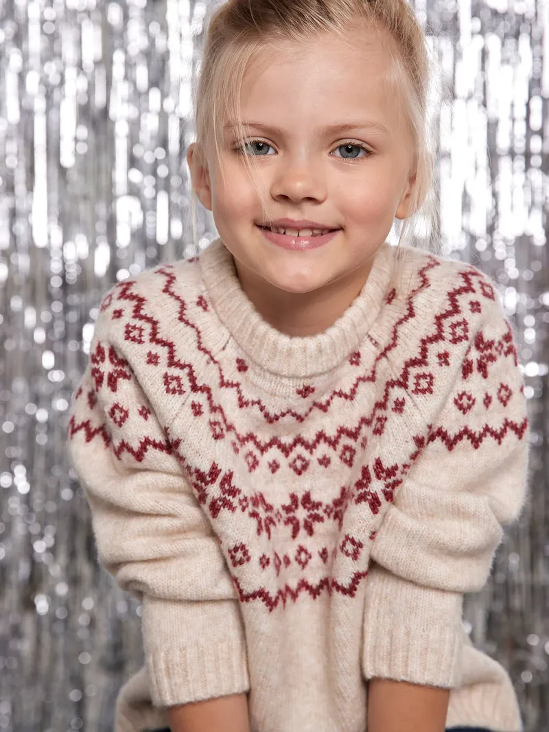 Envie De Fraise Weihnachts-Pullover Kinder Jacquardstrick-Capsule ENVIE DE FRAISE, Wollweiß, – Produktbild 4 von 4
