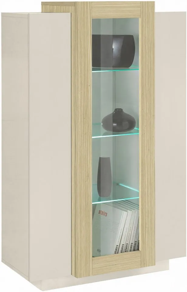 Home affaire Vitrine Coro, Vitrine, Glasvitrine, Vitrinenschrank, Stauraumvitrine 3 Türen davon 1 Glastür, 9 Fächer, Doppeltiefe, Höhe 120,5cm, Braun, – Produktbild 2 von 5