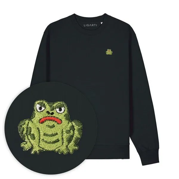 LIGARTI Bestickter Pullover – Gretel die Kröte – LIGARTI Tiermanufaktur, Schwarz, – Produktbild 1 von 4