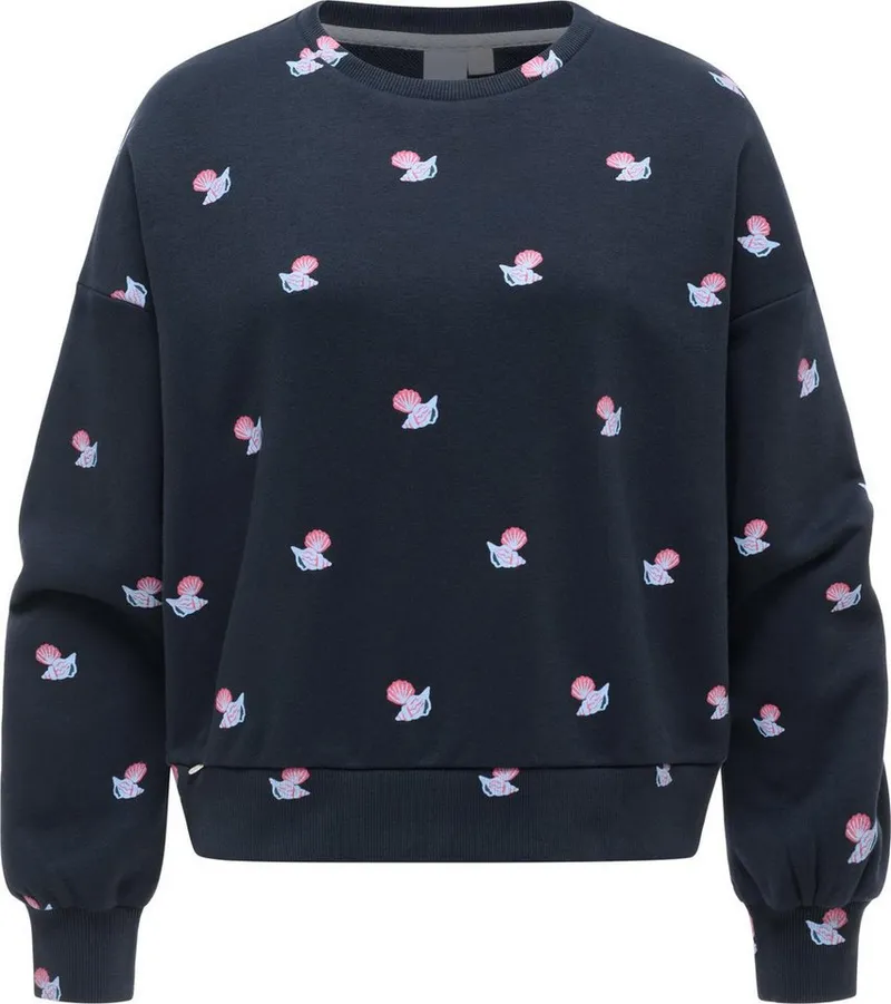 ragwear ragwear Sweater Wuss Shells lässiges oversized Damen Sweatshirt mit Allover-Print, Blau, – Produktbild 2 von 3
