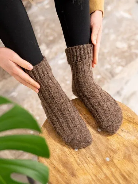 FUXBAU FUXBAU Alpaka Schafwollsocken, Braun, – Produktbild 2 von 4