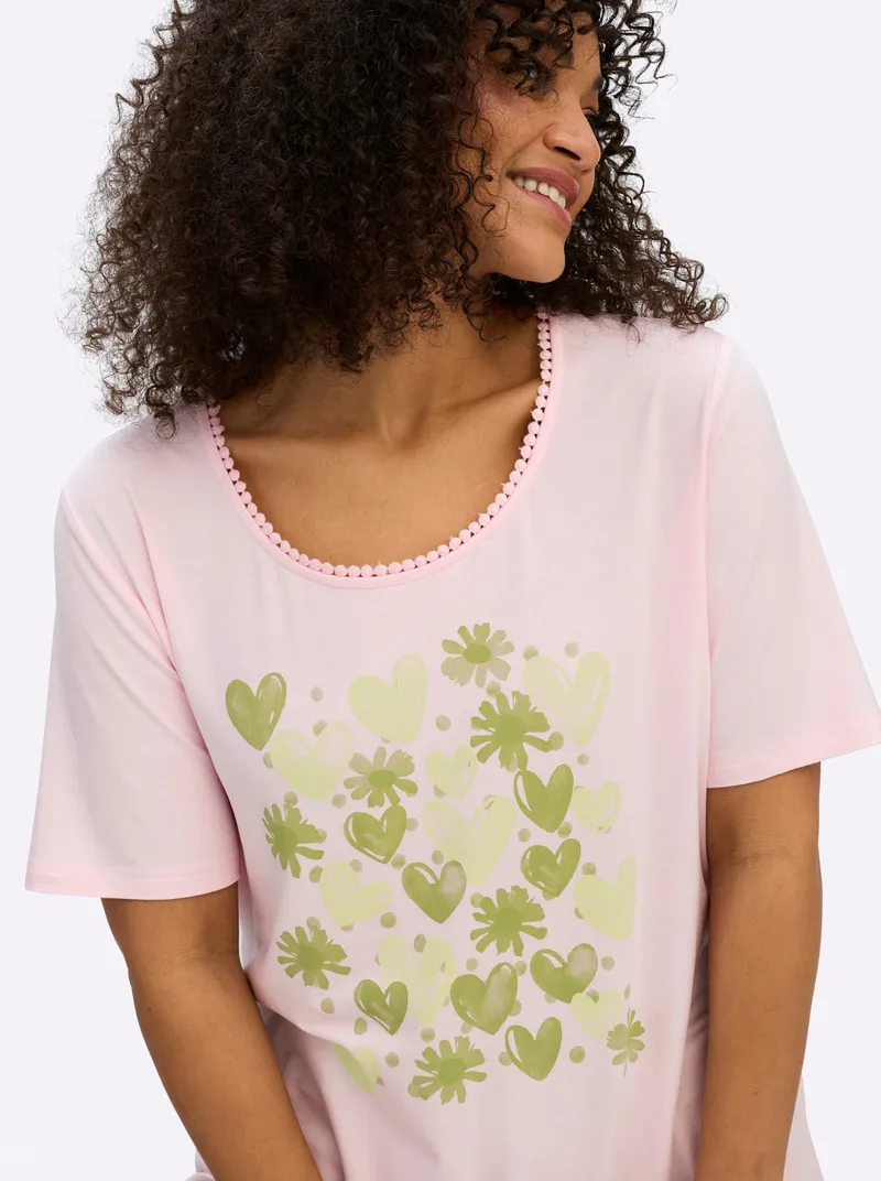 sheego Rundhalsshirt hellrosé-pistazie, Hellrosé-pistazie, – Produktbild 2 von 2