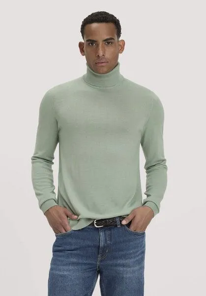 hessnatur hessnatur Rollkragenpullover Regular aus reiner Bio-Merinowolle, Salbeigrün, – Produktbild 1 von 4