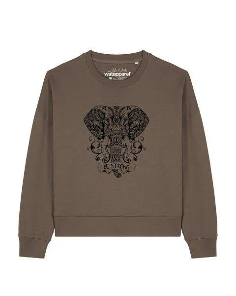 watapparel watapparel Sweatshirt Frauen Mandala Elephant, Mocha, – Produktbild 1 von 2