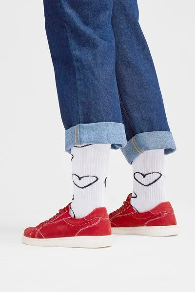 Natural Vibes Natural Vibes Herzen Socken Bio GOTS | Tennissocken | Bunte Socken | Doodle Heart | Herren Damen Socken – Produktbild 4 von 4