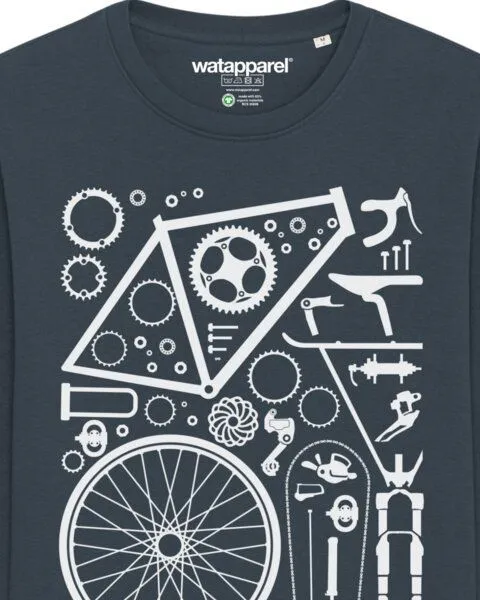watapparel watapparel Sweatshirt Unisex Fahrradteile, India ink grey, – Produktbild 3 von 3