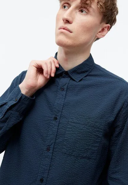 Givn Berlin Givn Berlin Hemd GBYUVAL aus Bio-Baumwoll Seersucker, Midnight blue (structure), – Produktbild 4 von 4