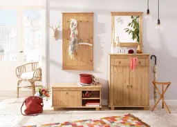 OTTO home Garderobenpaneel Indra Wandgarderobe mit 8 Haken und dekorativer Fräsung (B/T/H: 63/6/100 cm), aus massiver Kiefer, 8 Haken mit einer natürliche Maserung – Produktbild 1 von 1