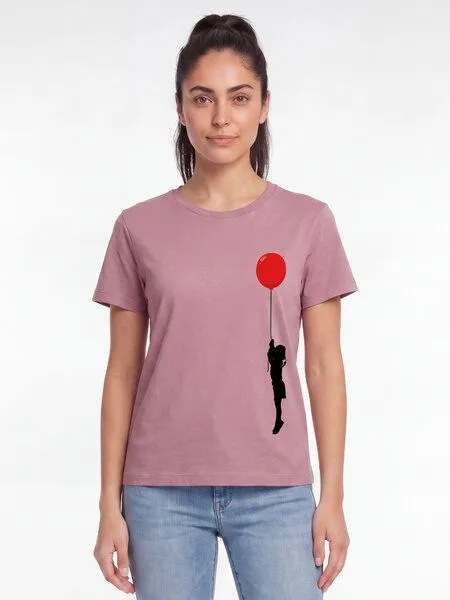 watapparel watapparel T-Shirt Frauen Mädchen mit Luftballon (print), Lilac dream, – Produktbild 2 von 2