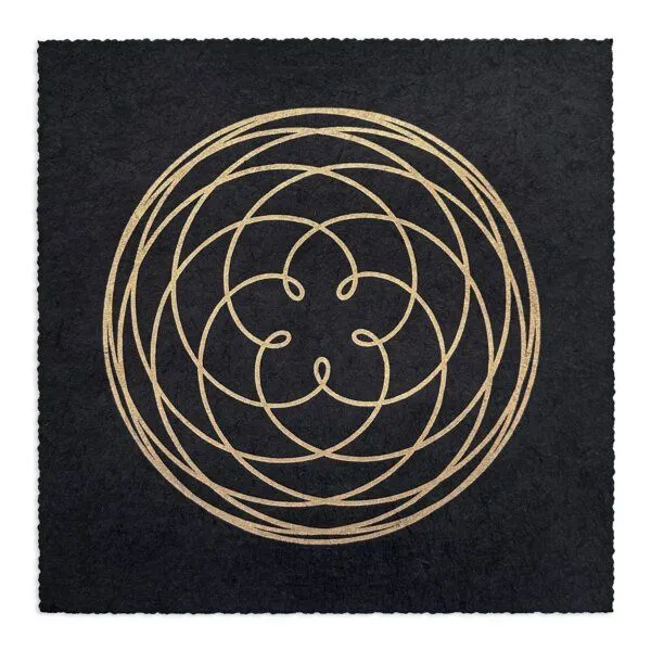 Veskor Cassiopeia Veskor Cassiopeia ROSE OF VENUS Linoldruck | 22 × 22 cm | Gold auf Schwarz – Produktbild 1 von 4