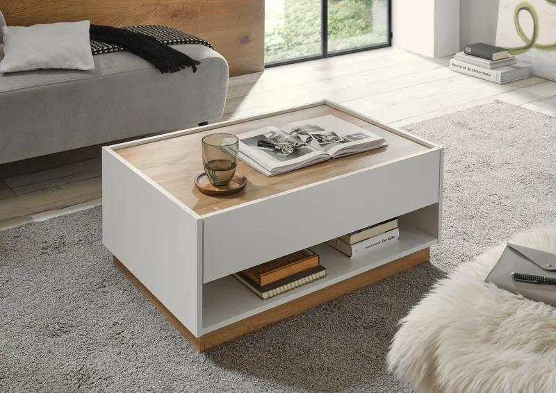 Home affaire Couchtisch City/Giron, Beistelltisch, Wohnzimmertisch, Sofatisch, Tisch, mit einem praktischen Schubkasten, in mehreren Farben verfügbar, Weiß, – Produktbild 1 von 5