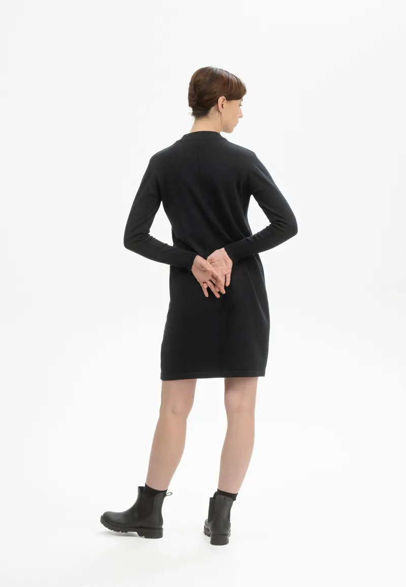 MELA MELA Damen vegan Kleid Basic Feinstrick Harleen Schwarz, Schwarz, – Produktbild 1 von 2