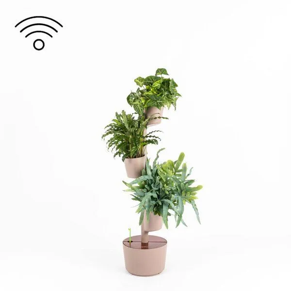 CitySens CitySens Vertikaler Blumentopf mit Wifi-Selbstbewässerung 3 Blumentöpfe, Rinde-teak, – Produktbild 1 von 4