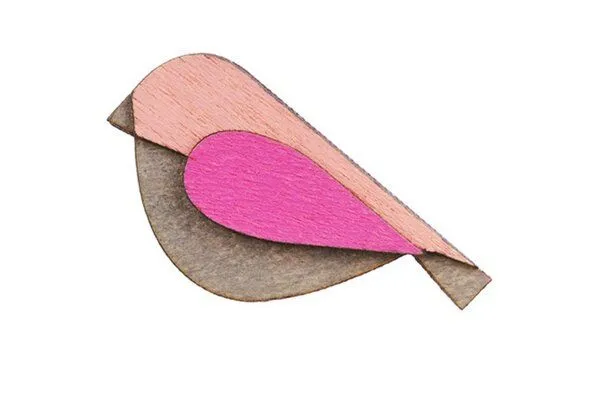 BeWooden BeWooden Holzbrosche Pink Bird – Produktbild 2 von 2