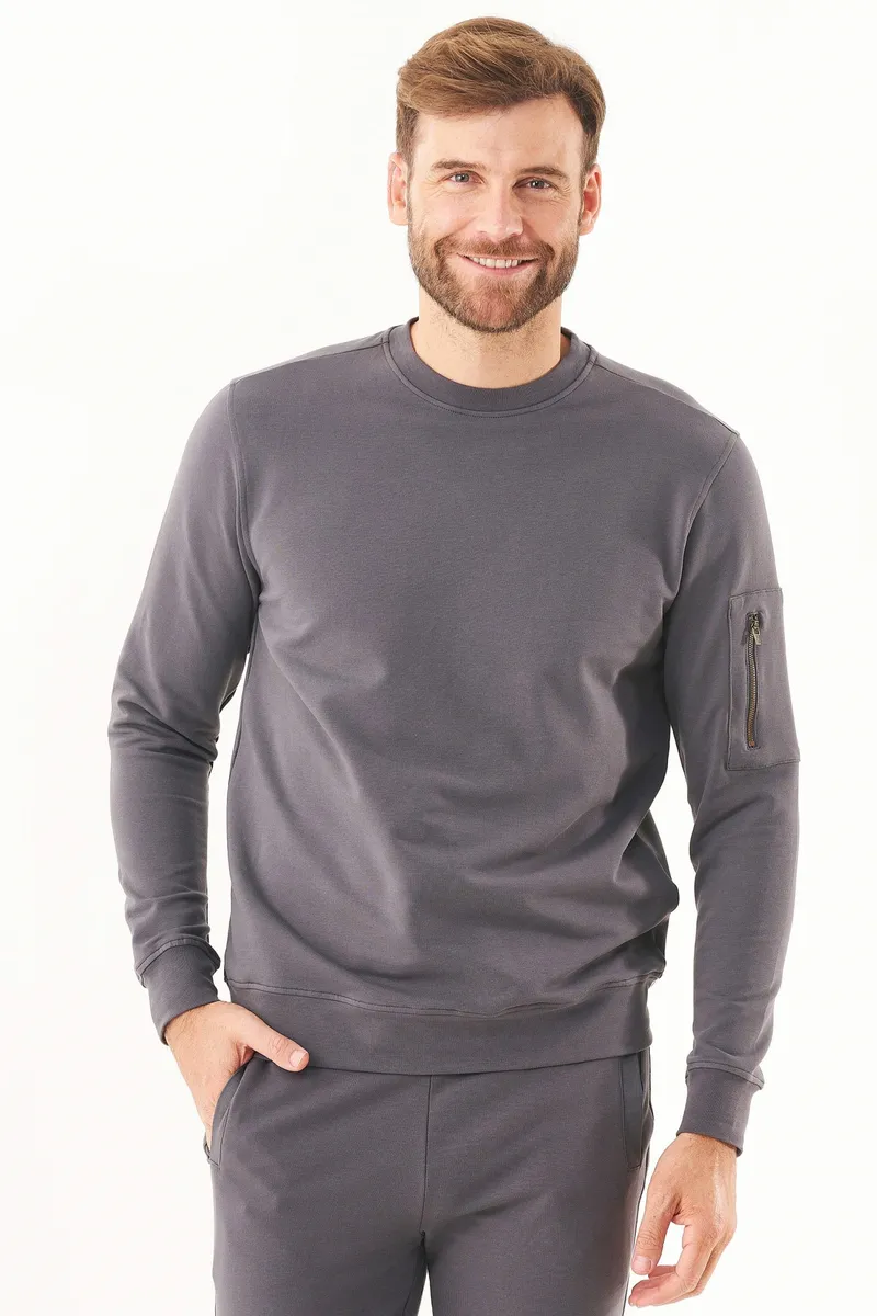 ORGANICATION ORGANICATION Herren vegan Sweatshirt Asphalt, Grau, – Produktbild 2 von 2