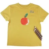 MelaDi Meladi Kinder Shirt aus Biobaumwolle - Apfel auf Ocre Gelb – Produktbild 1 von 1