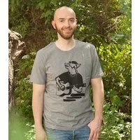 päfjes Frank Fuchs mit Gitarre - päfjes Bio Fair Wear Männer/Unisex T-Shirt, Grau, – Produktbild 1 von 1