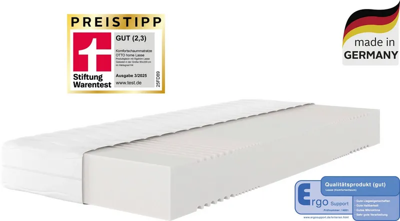 Komfortschaummatratze Lasse, Matratze 90x200 cm, 140x200 cm & weitere Größen, in H2-H4, OTTO home, 22 cm hoch, Weiß, – Produktbild 7 von 7