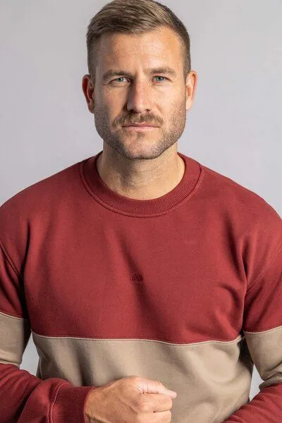 DIRTS dirts Color Block Classic Crewneck, Royal burgundy - walnut, – Produktbild 4 von 4