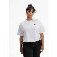 MELA MELA Bio-Damen-T-Shirt "JOSHNA" mit Ping-Pong-Stickerei, weiß, cropped, Gr. M – Produktbild 1 von 1