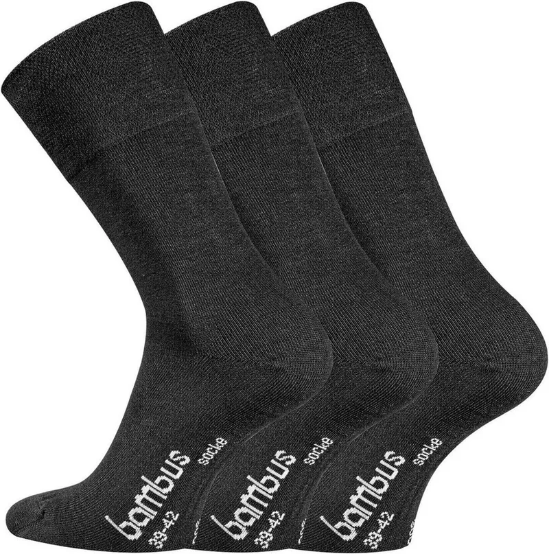 TippTexx 24 Socken 9 Paar Bambussocken ANTI-GERUCH mit Piqué-Bund ohne Gummidruck (9 Paar) handgekettelt, Spitze und Ferse verstärkt, Schwarz, – Produktbild 2 von 5