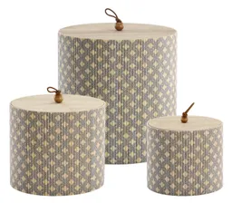 Chic Antique Holzkiste Chic Antique 3er Schachtel Set Box Kiste Rund mit Deckel Bambus (Set bestehend aus 3 unterschiedlich großen Holzkisten) – Produktbild 1 von 1