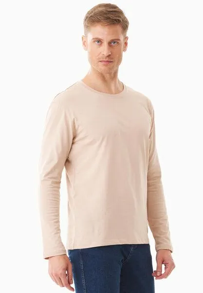 ORGANICATION ORGANICATION Langarmshirt aus Bio-Baumwolle, Natur(beige), – Produktbild 3 von 4