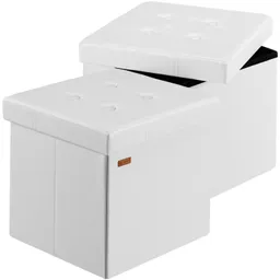 Casaria® Sitzhocker 2er-Set Weiß Kunstleder 38x38x38cm faltbar – Produktbild 1 von 1