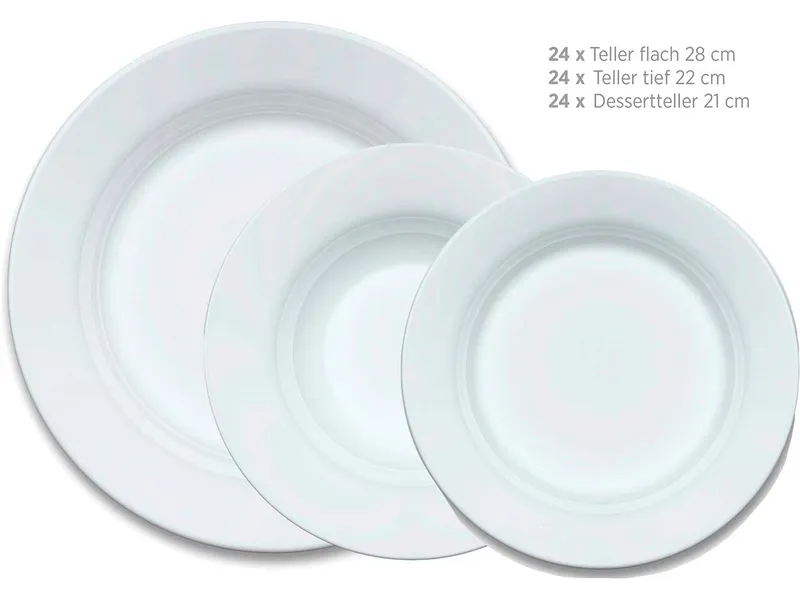 Mäser Mäser Geschirrset 72-tlg. "Marina" Porzellan, Weiß, – Produktbild 1 von 1