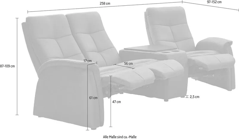 exxpo - sofa fashion 3-Sitzer Tivoli, Kinosofa mit Relaxfunktion, mit Ablagetisch und Stauraum, bequem und komfortabel, hohe Rückenlehne, Braun, – Produktbild 5 von 5