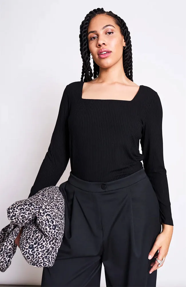 JAN N JUNE JAN 'N JUNE Damen vegan Top Fria Schwarz, Schwarz, – Produktbild 1 von 2