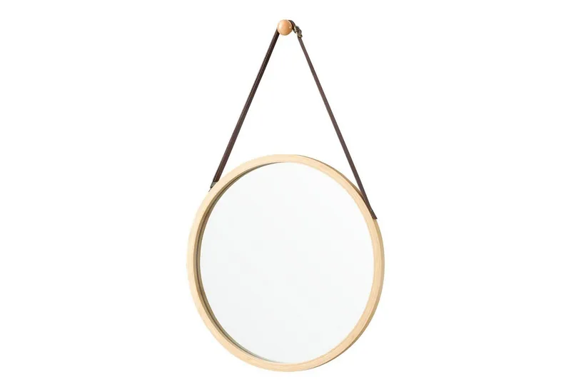 en.casa Wandspiegel, »Bykle« Hängespiegel Bambus rund 38 cm Natur, Beige, – Produktbild 1 von 4