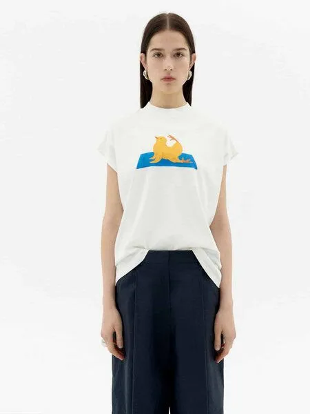 thinking mu thinking mu Yogui Animal Volta - Damen T-Shirt aus Bio-Baumwolle, White (weiß), – Produktbild 1 von 4