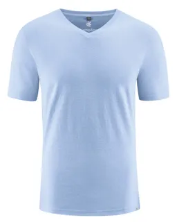 HempAge Hempage Herren vegan T-Shirt Mit V-Ausschnitt Schmal Geschnitten Wasserblau – Produktbild 1 von 1