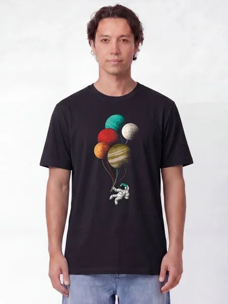 watapparel watapparel T-Shirt Unisex Balloon Spaceman, Black, – Produktbild 2 von 2