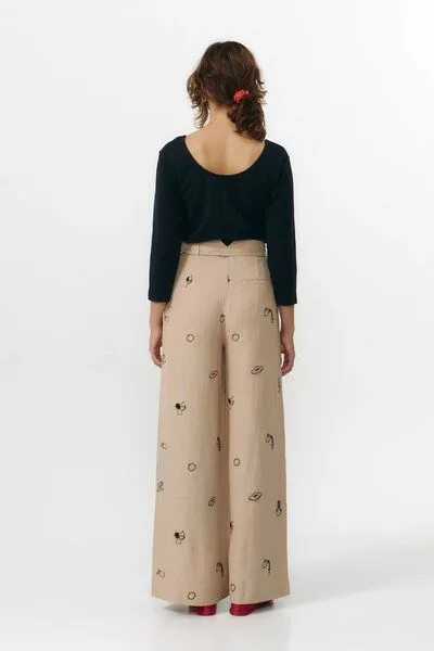 SUITE13LAB Suite13lab Damenhose RAMALA bestickt, Beige, – Produktbild 4 von 4