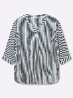 sheego Tunika tiefblau-ecru-gestreift – Produktbild 1 von 1