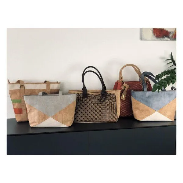 Kork-Deko Kork-Deko Großer Kork-Shopper grau/beige/weiß – vegan, geräumig & handgefertigt – Produktbild 8 von 8