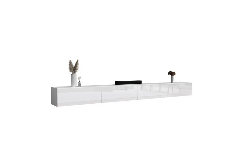 Planetmöbel TV-Schrank West TV-Board, Fernsehtisch 320 cm lang, TV-Lowboard (für Fernseher bis 75 Zoll, TV Schrank viel Stauraum, sideboard hängend, Fernsehschrank 2x 160 x 30 x 37,5 cm) weiß, Weiß, – Produktbild 2 von 4