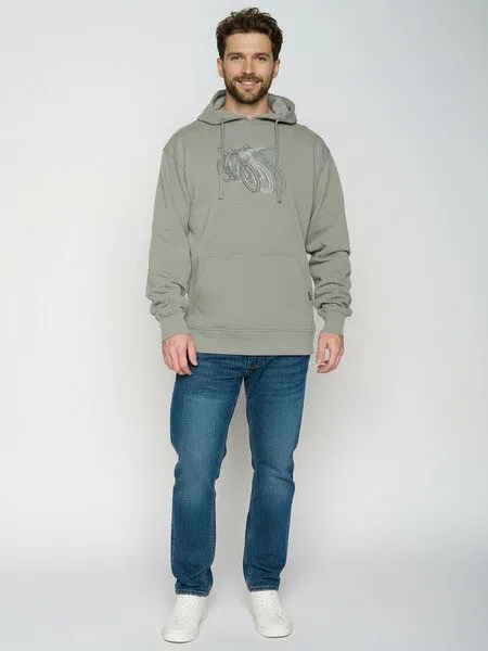 GreenBomb GREENBOMB Race Joy - Gemütlicher Hoodie aus Bio-Baumwolle / hochwertiger Print / GOTS / Fair & Vegan, Grau (moos mint), – Produktbild 3 von 4