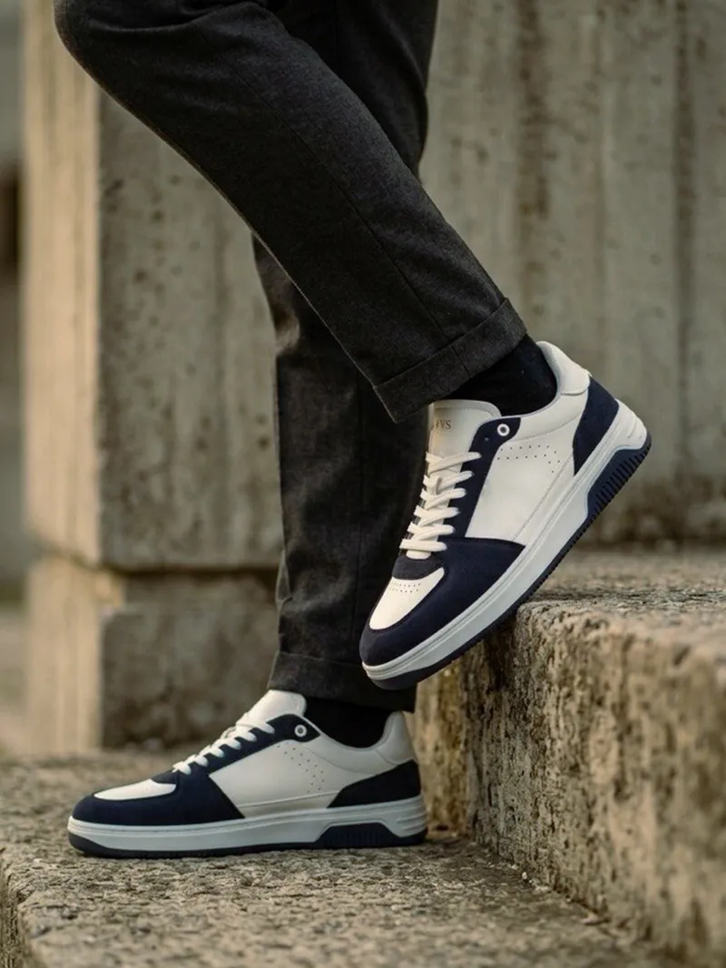 Will's Vegan Store Will's Vegan Store Herren vegan Sneaker Bergen Weiß & Dunkelblau, Weiß, – Produktbild 1 von 2