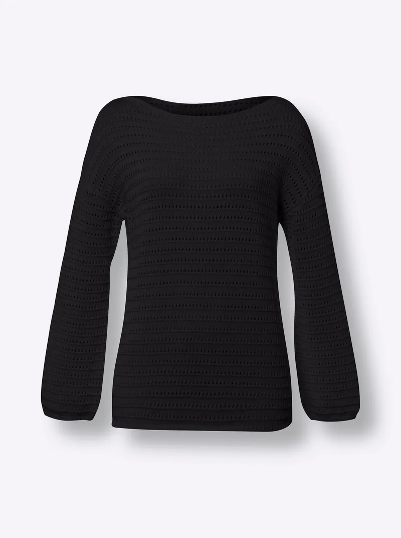 heine Ajourpullover schwarz, Schwarz, – Produktbild 1 von 2