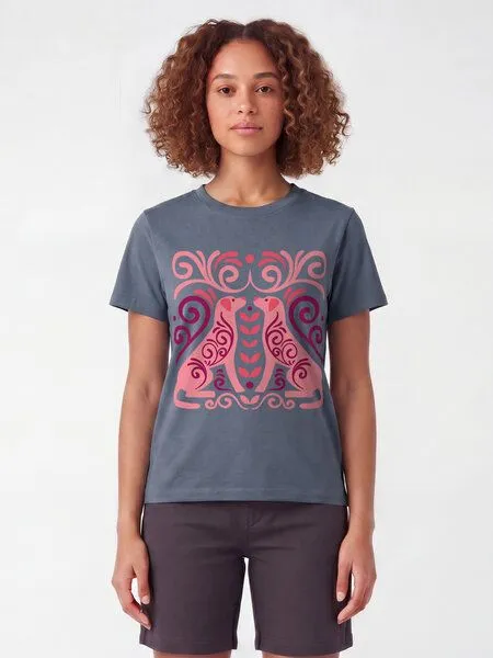 watapparel watapparel T-Shirt Frauen Hundeliebe, Blue grey, – Produktbild 2 von 2